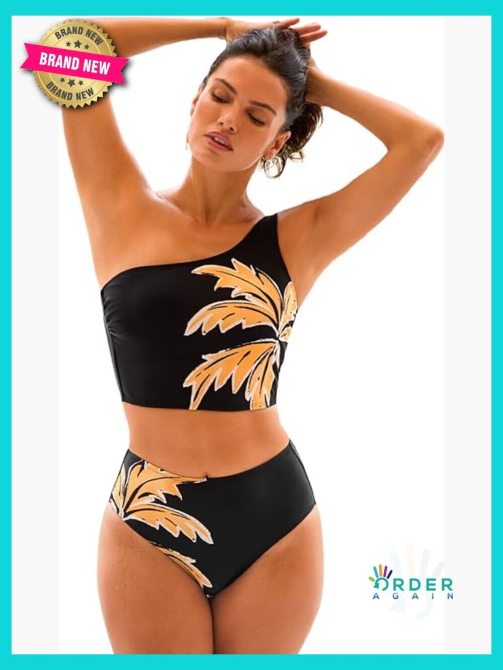 Tankini Set High Waisted One Shoulder Crisscross Lace Up Bathing Suit with